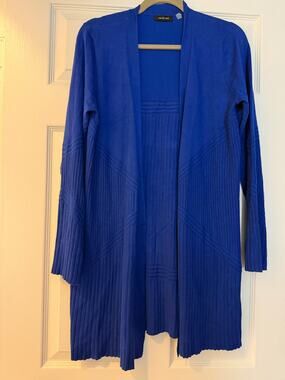 Verve Ami Blue Open Front Ribbed Cardigan. Size Large
